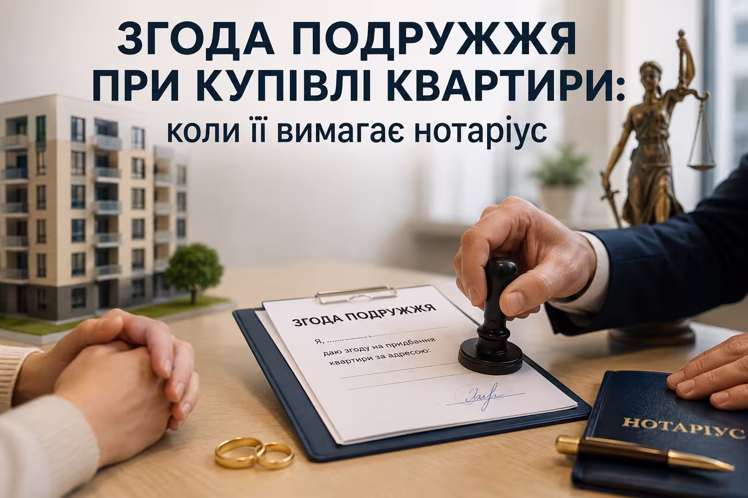 Згода подружжя при купівлі квартири у нотаріуса — оформлення документів на нерухомість.