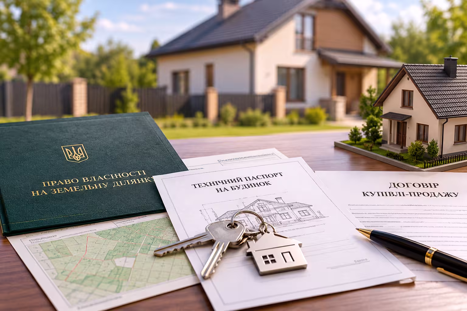 Купівля-продаж будинку із земельною ділянкою у Луцьку: документи на будинок і землю, технічний паспорт, договір та ключі від нерухомості.
